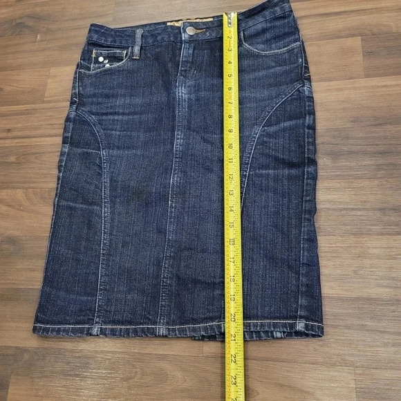 Hint Jeans Dark Blue Denim 5-pocket Studded Jean Knee Length Skirt 0 - Picture 9 of 9